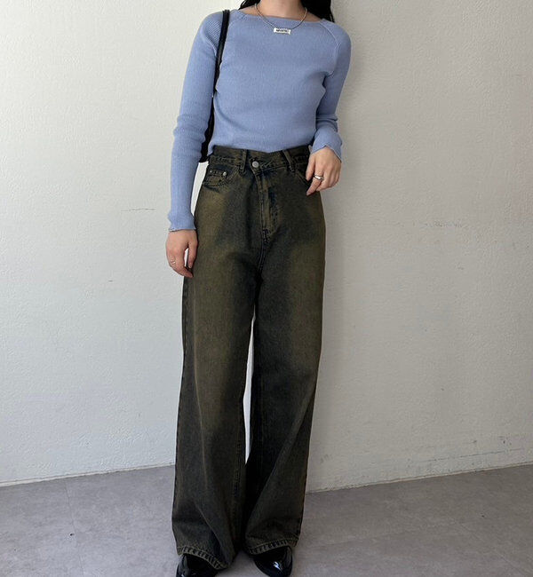  「【10色展開/EC限定カラーORG】クルーリブニット」|ニット・セーター|