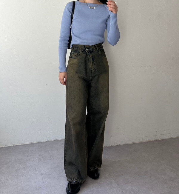  「【10色展開/EC限定カラーORG】クルーリブニット」|ニット・セーター|