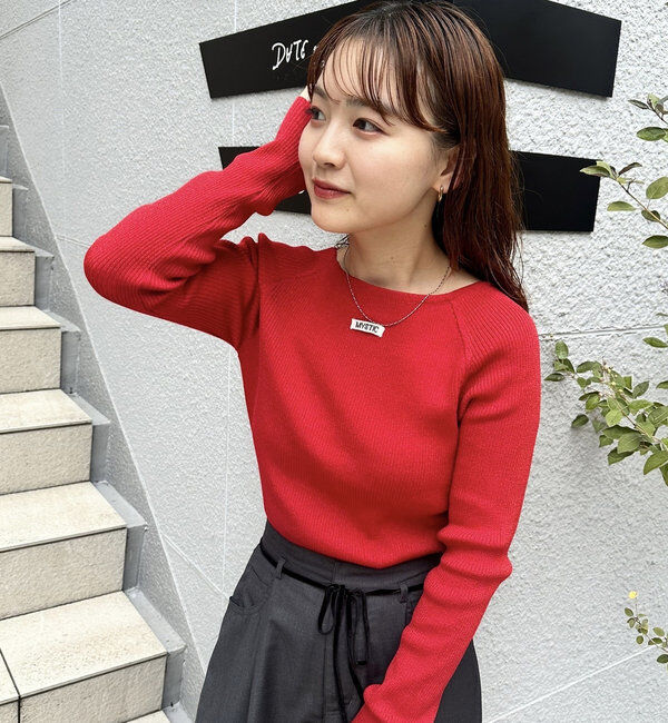  「【10色展開/EC限定カラーORG】クルーリブニット」|ニット・セーター|