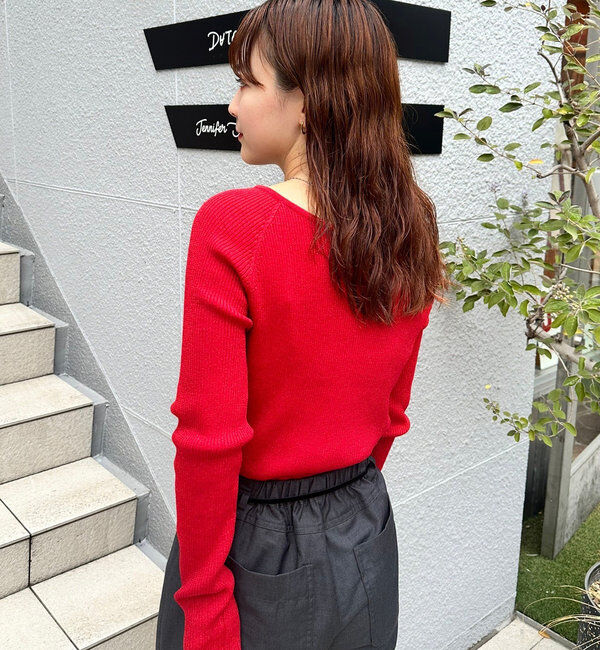  「【10色展開/EC限定カラーORG】クルーリブニット」|ニット・セーター|