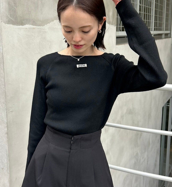  「【10色展開/EC限定カラーORG】クルーリブニット」|ニット・セーター|ブラック