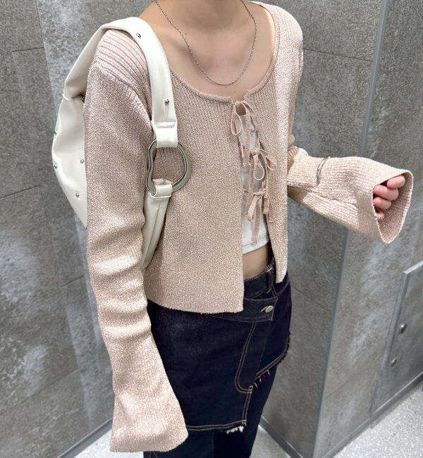  「[mline]ラメリボンカーディガン」|カーディガン|