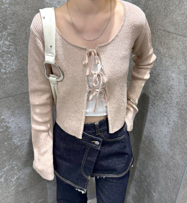  「[mline]ラメリボンカーディガン」|カーディガン|