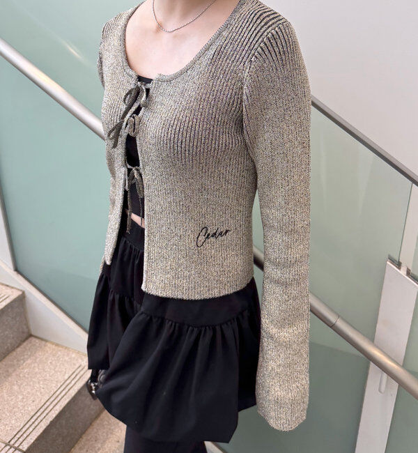  「[mline]ラメリボンカーディガン」|カーディガン|