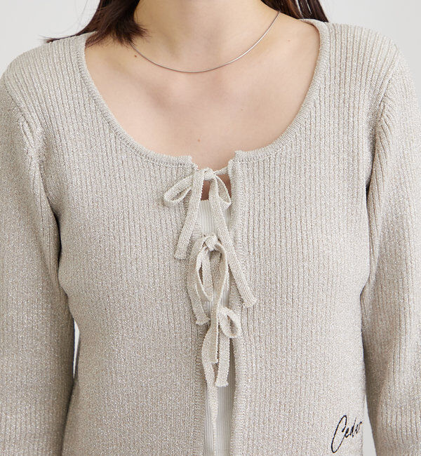  「[mline]ラメリボンカーディガン」|カーディガン|