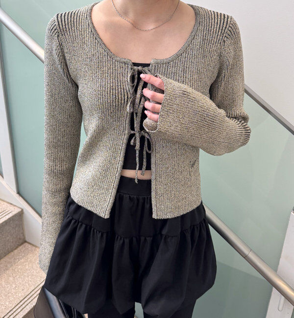  「[mline]ラメリボンカーディガン」|カーディガン|