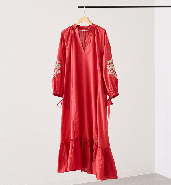  「FANAKA embroidery long dress」|ワンピース|レッド