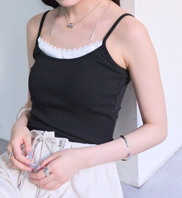  「パット付きレイヤードキャミソール」|キャミソール|ブラック