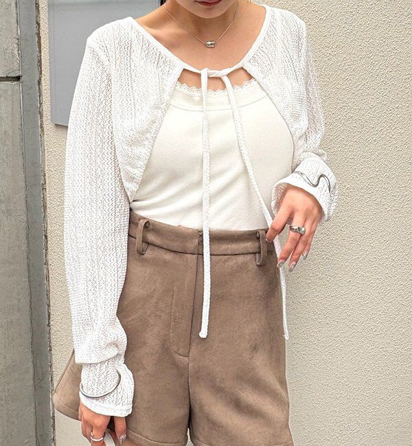  「ギャザーリボンボレロ」|カーディガン|