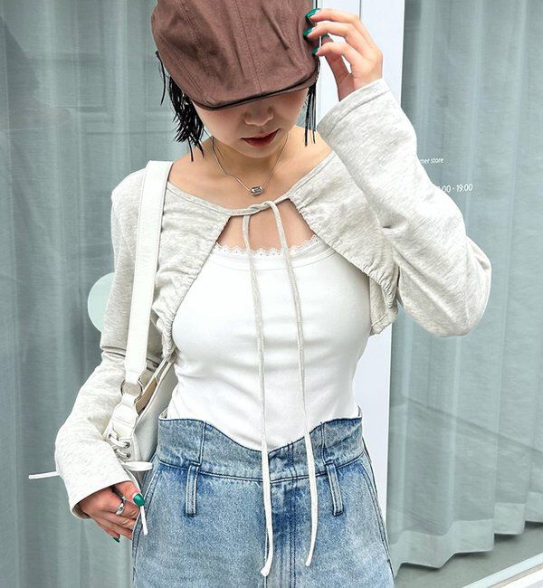  「ギャザーリボンボレロ」|カーディガン|