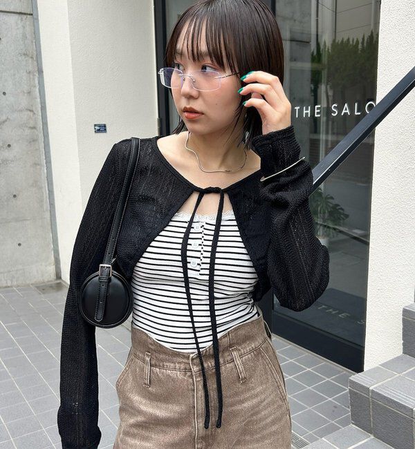  「ギャザーリボンボレロ」|カーディガン|