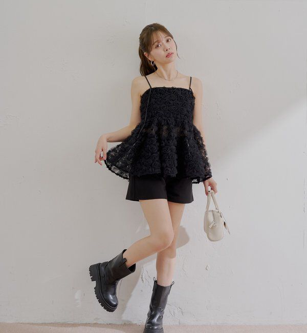  「【SALON by Chico】ローズチュールペプラムブラウス」|シャツ・ブラウス|