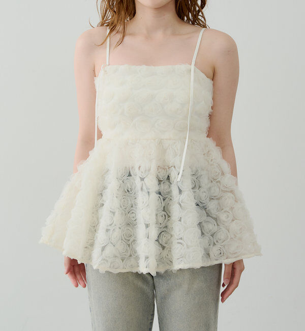  「【SALON by Chico】ローズチュールペプラムブラウス」|シャツ・ブラウス|