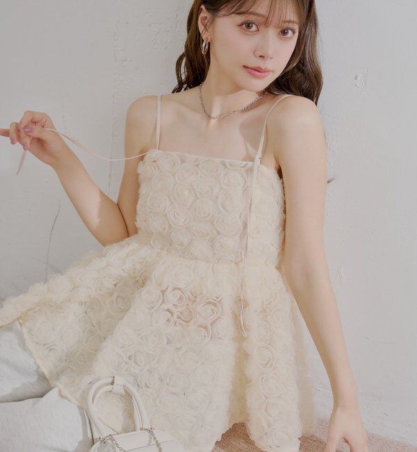  「【SALON by Chico】ローズチュールペプラムブラウス」|シャツ・ブラウス|ベージュ