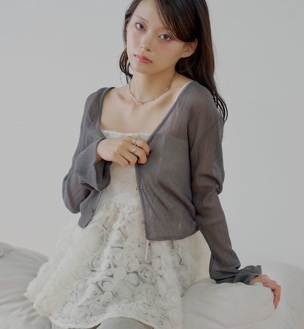  「バックドロストシアーカーディガン」|カーディガン|グレー