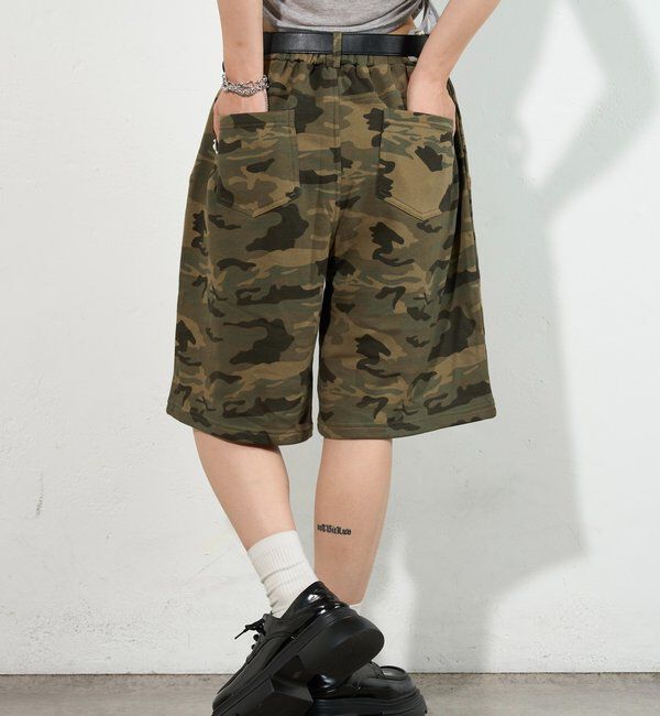  「スラッシュポケットスウェトハーフ柄パンツ」|チノ|