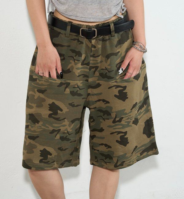  「スラッシュポケットスウェトハーフ柄パンツ」|チノ|