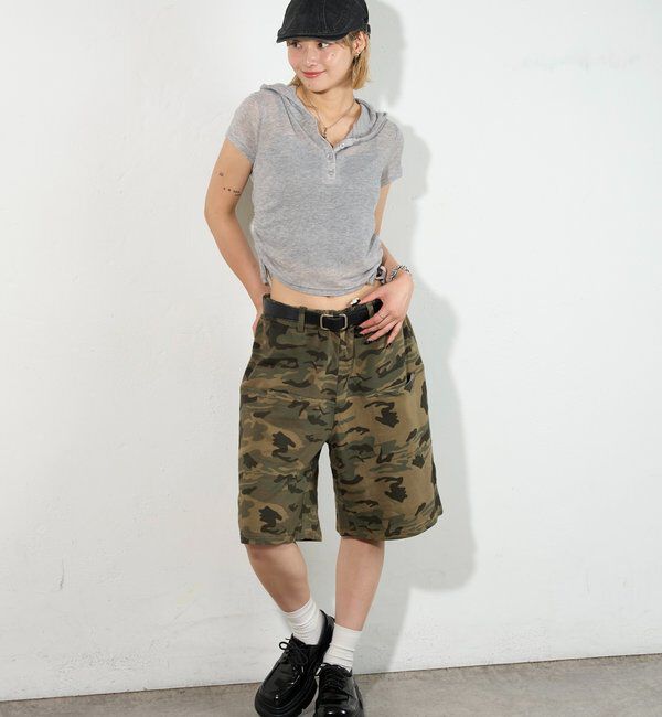  「スラッシュポケットスウェトハーフ柄パンツ」|チノ|