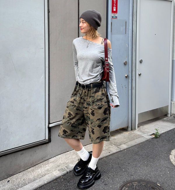  「スラッシュポケットスウェトハーフ柄パンツ」|チノ|