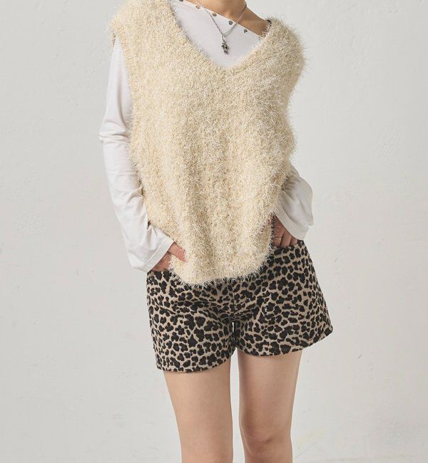  「【WEB限定】HiNTラメニットベスト」|ニット・セーター|アイボリー