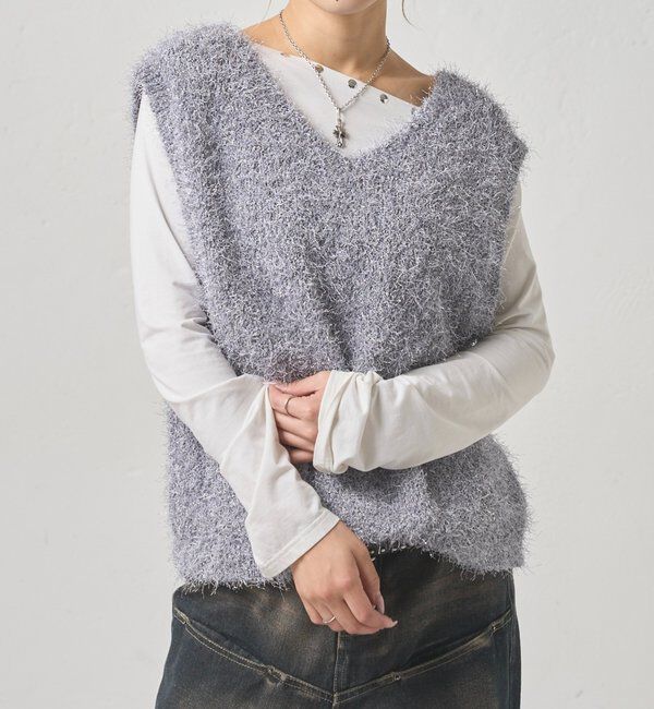  「【WEB限定】HiNTラメニットベスト」|ニット・セーター|