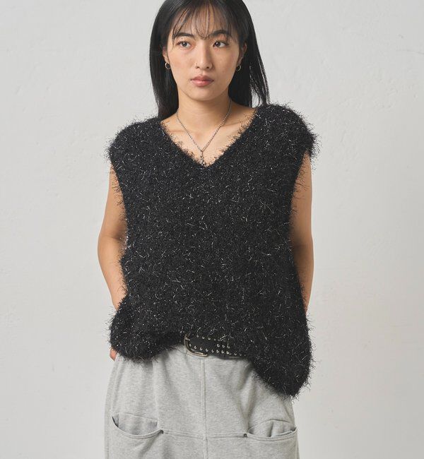  「【WEB限定】HiNTラメニットベスト」|ニット・セーター|