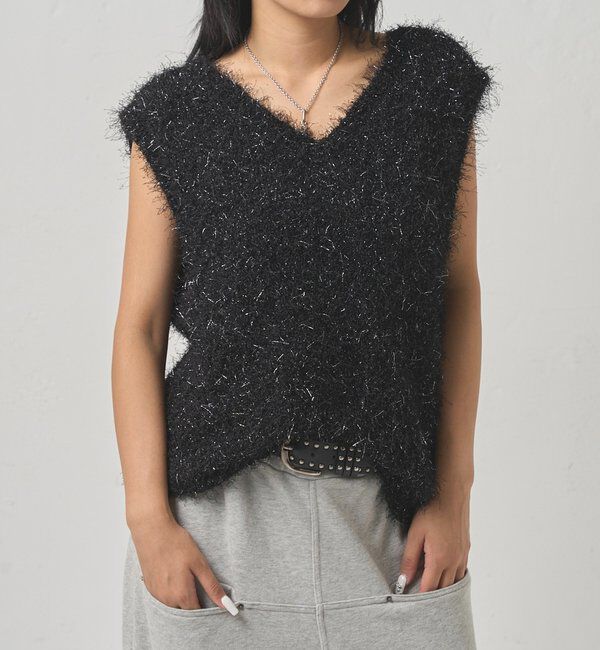  「【WEB限定】HiNTラメニットベスト」|ニット・セーター|