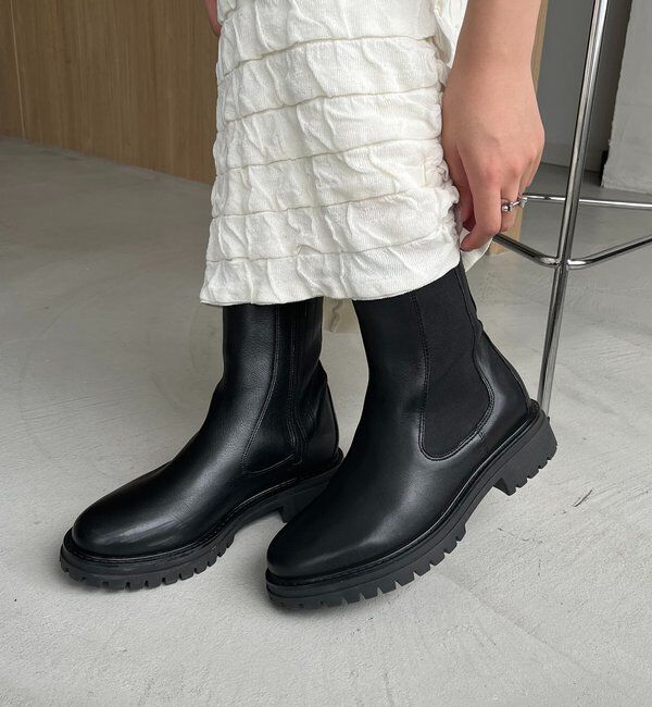  「サイドゴアブーツ」|ロングブーツ|ブラック