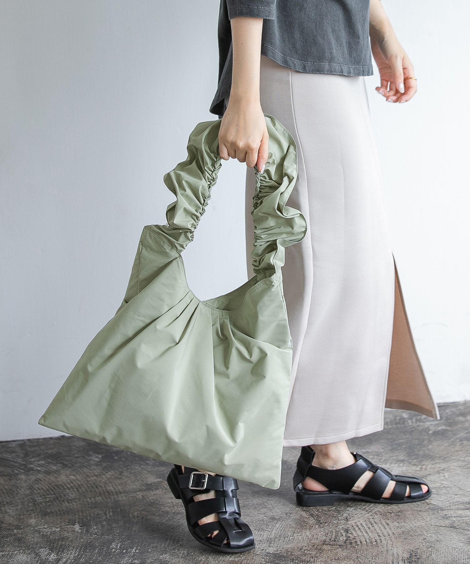 A part by 「フリルトートバッグ」|トートバッグ|ライトグリーン