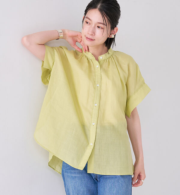 collex「【WEB限定】リネンギャザーブラウス」|シャツ・ブラウス|ライム