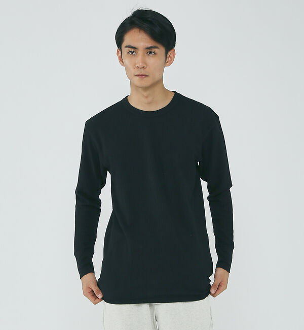 ABAHOUSE「【JEMORGAN/ジェーイーモーガン】ワッフル クルーネック ロングスリーブ」|Tシャツ・カットソー|ブラック