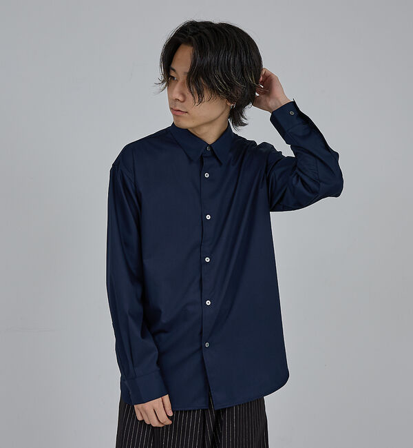 ABAHOUSE「【AH ABAHOUSE】ルーズフィット ロングスリーブシャツ」|シャツ・ブラウス|ネイビー