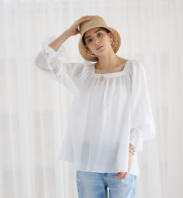 Rouge vif「スクエアカラーパフスリーブブラウス」|シャツ・ブラウス|