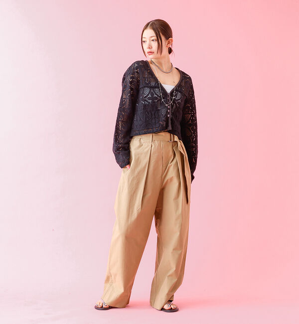 Rouge vif「【Le Melange/ル・メランジュ】モチーフレースカーディガン/レース素材【」|カーディガン|