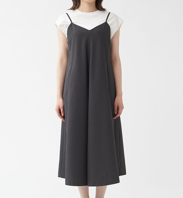 qualite「ギャバストレッチフォルムキャミワンピース」|ワンピース|