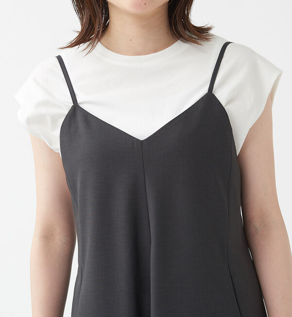 qualite「ギャバストレッチフォルムキャミワンピース」|ワンピース|