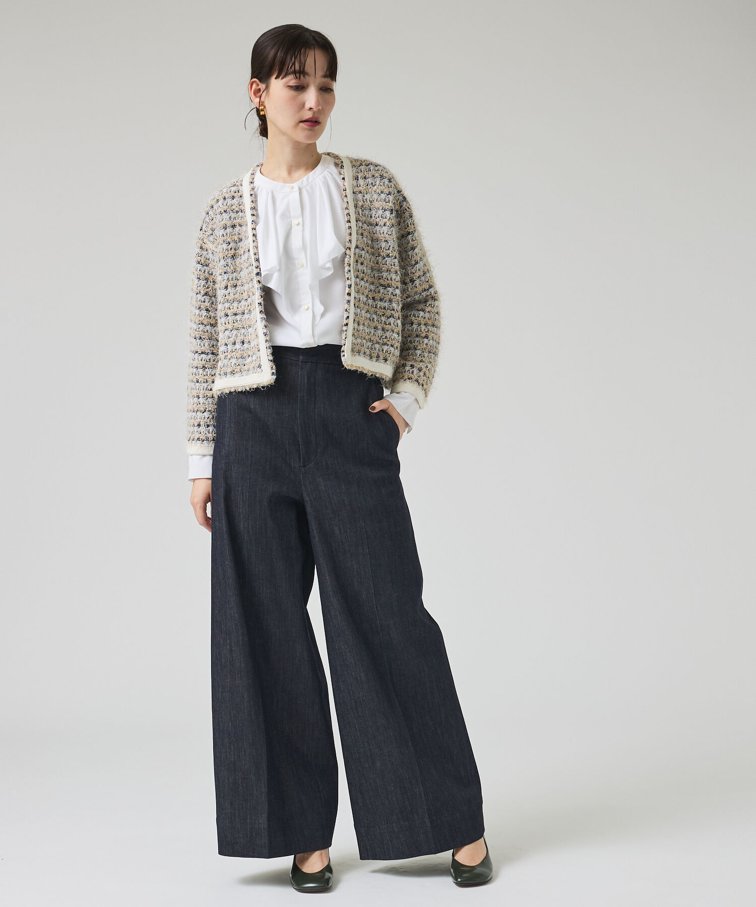 qualite「ツィードニットカーディガン」|カーディガン|