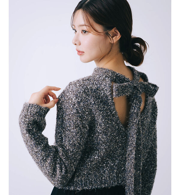 SELFIST「バックオープンラメプルオーバー」|ニット・セーター|ブラウン