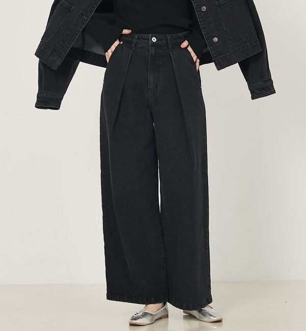 abahouse mavie「タックデニム」|デニム|ブラック