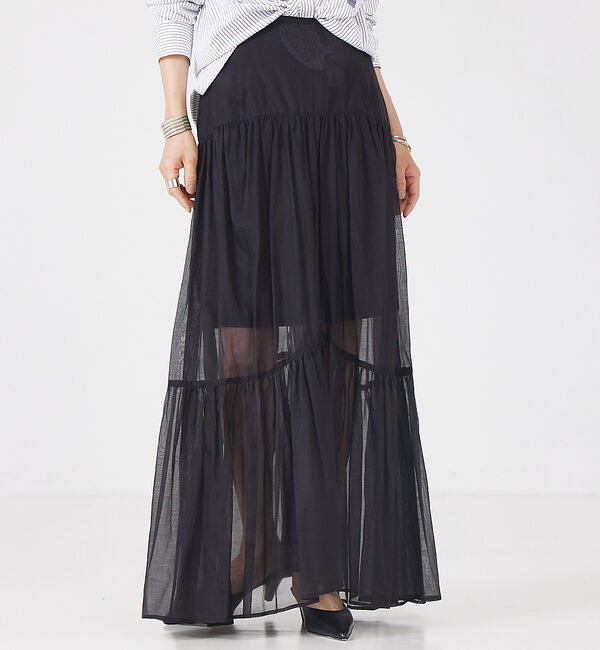 The Store by C' 「【COCUCA】シアーギャザースカート」|スカート|ブラック