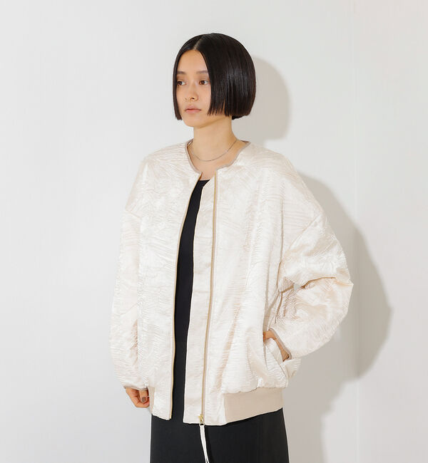 NOMINE「リンクルサテン 中綿ブルゾン」|ブルゾン・スタジャン|アイボリー