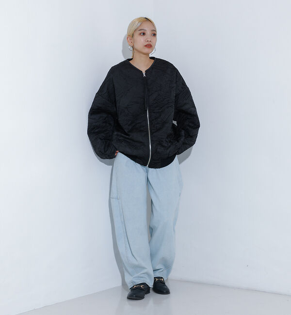NOMINE「リンクルサテン 中綿ブルゾン」|ブルゾン・スタジャン|