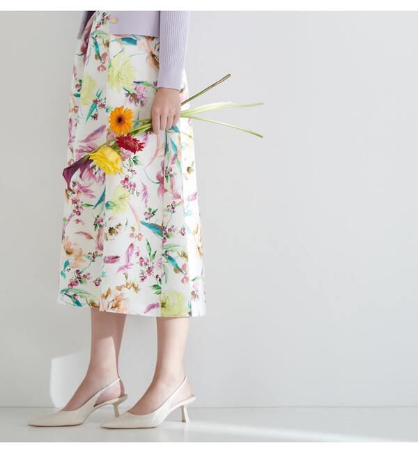 TIARA「花と羽タックフレアスカート」|スカート|