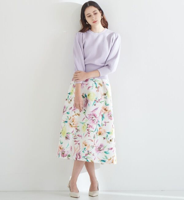 TIARA「花と羽タックフレアスカート」|スカート|