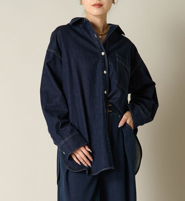 Liesse「デニムシャツ」|シャツ・ブラウス|ネイビー
