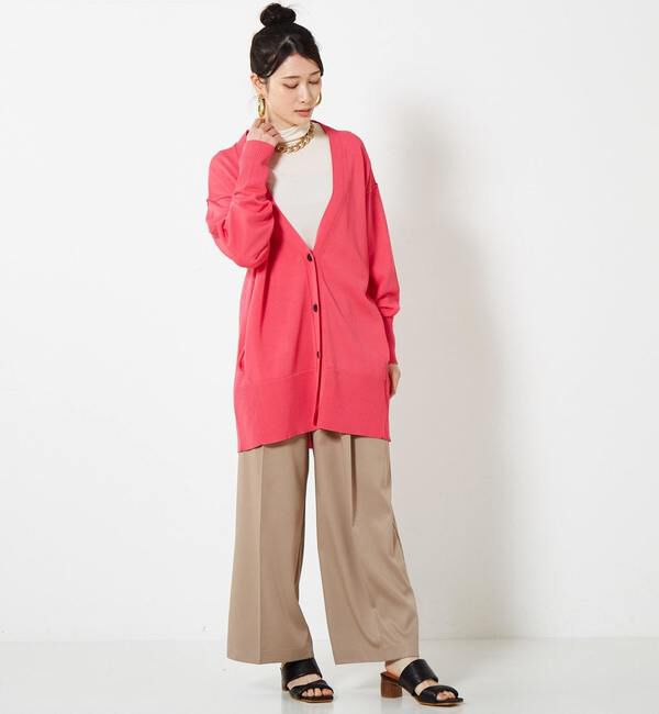 Soffitto「配色アウトリンキングニットカーデ」|カーディガン|ピンク