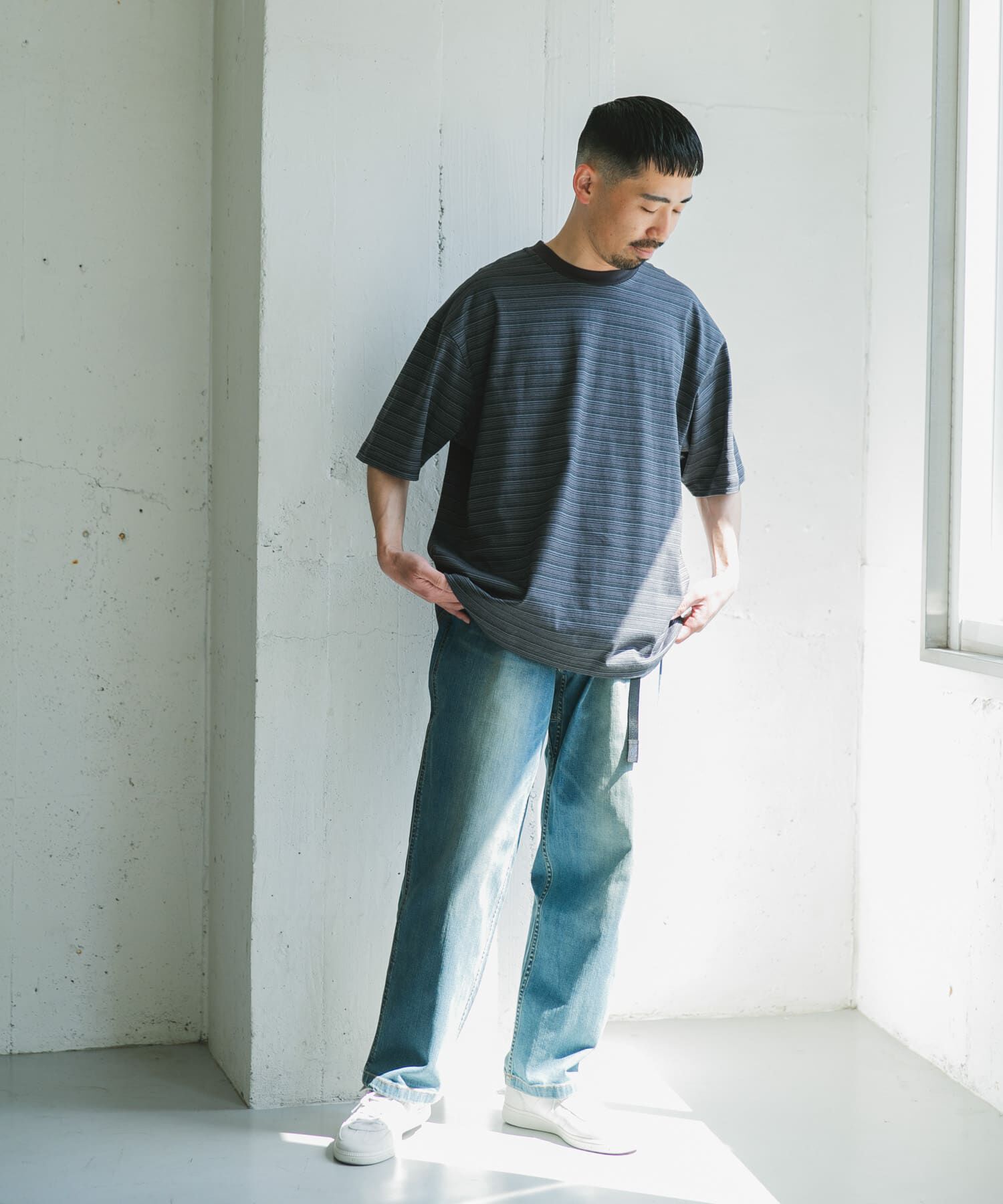 URBAN RESEARCH DOORS「メランジボーダー ショートスリーブ Tシャツ」|Tシャツ・カットソー|