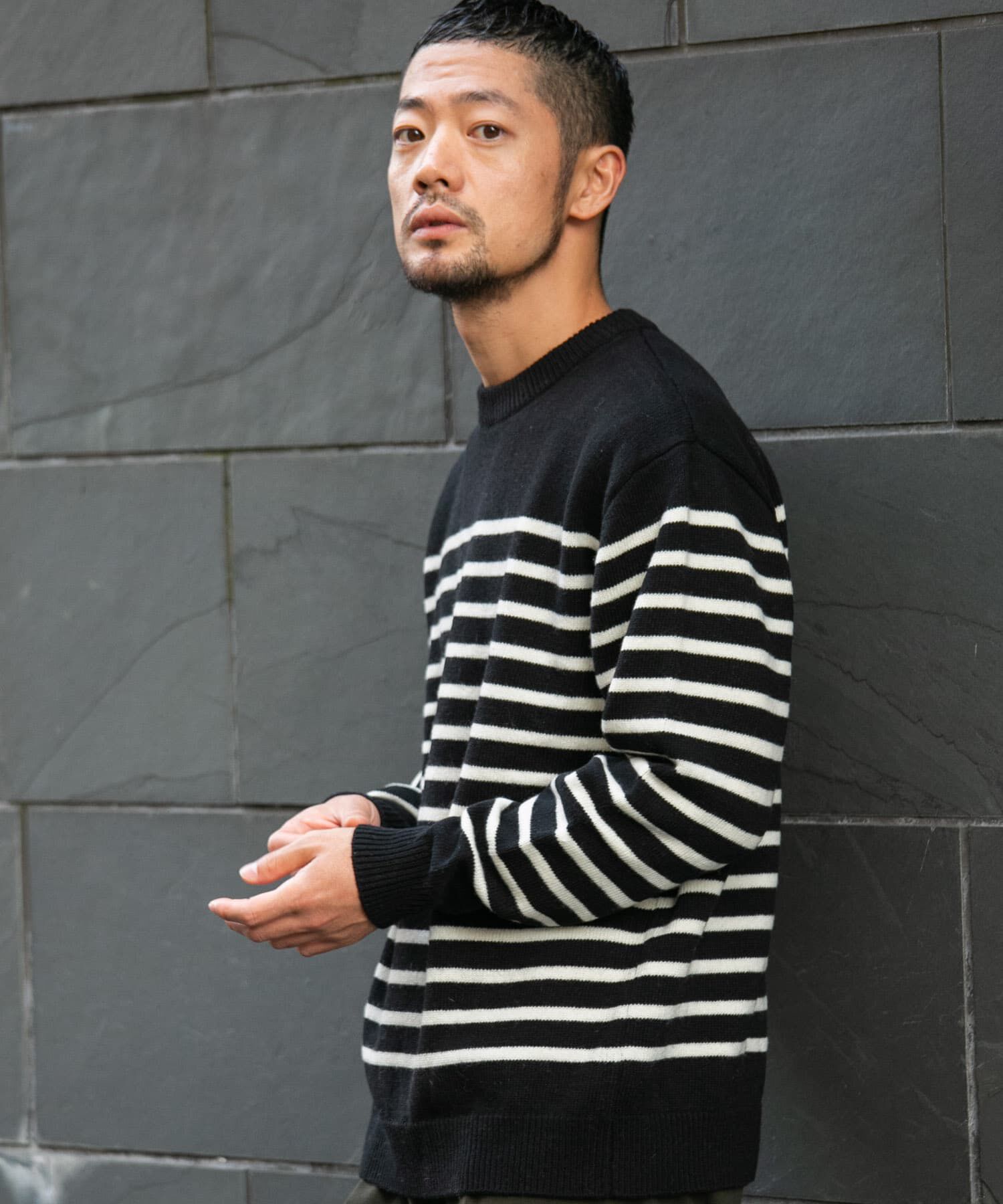 URBAN RESEARCH ROSSO「『XLサイズあり』ボーダークルーネックニット」|ニット・セーター|