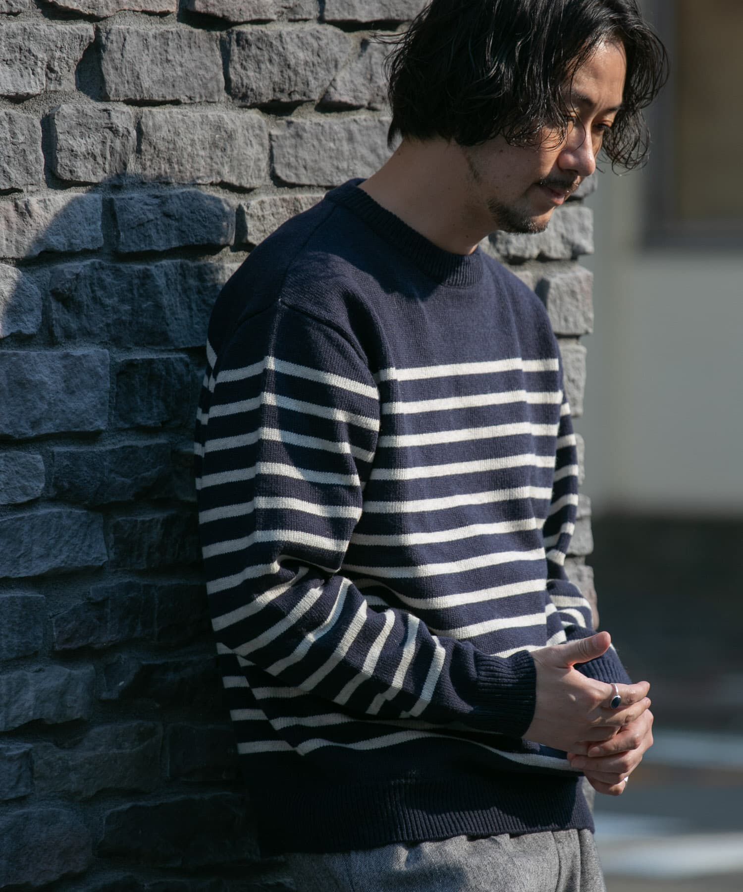 URBAN RESEARCH ROSSO「『XLサイズあり』ボーダークルーネックニット」|ニット・セーター|