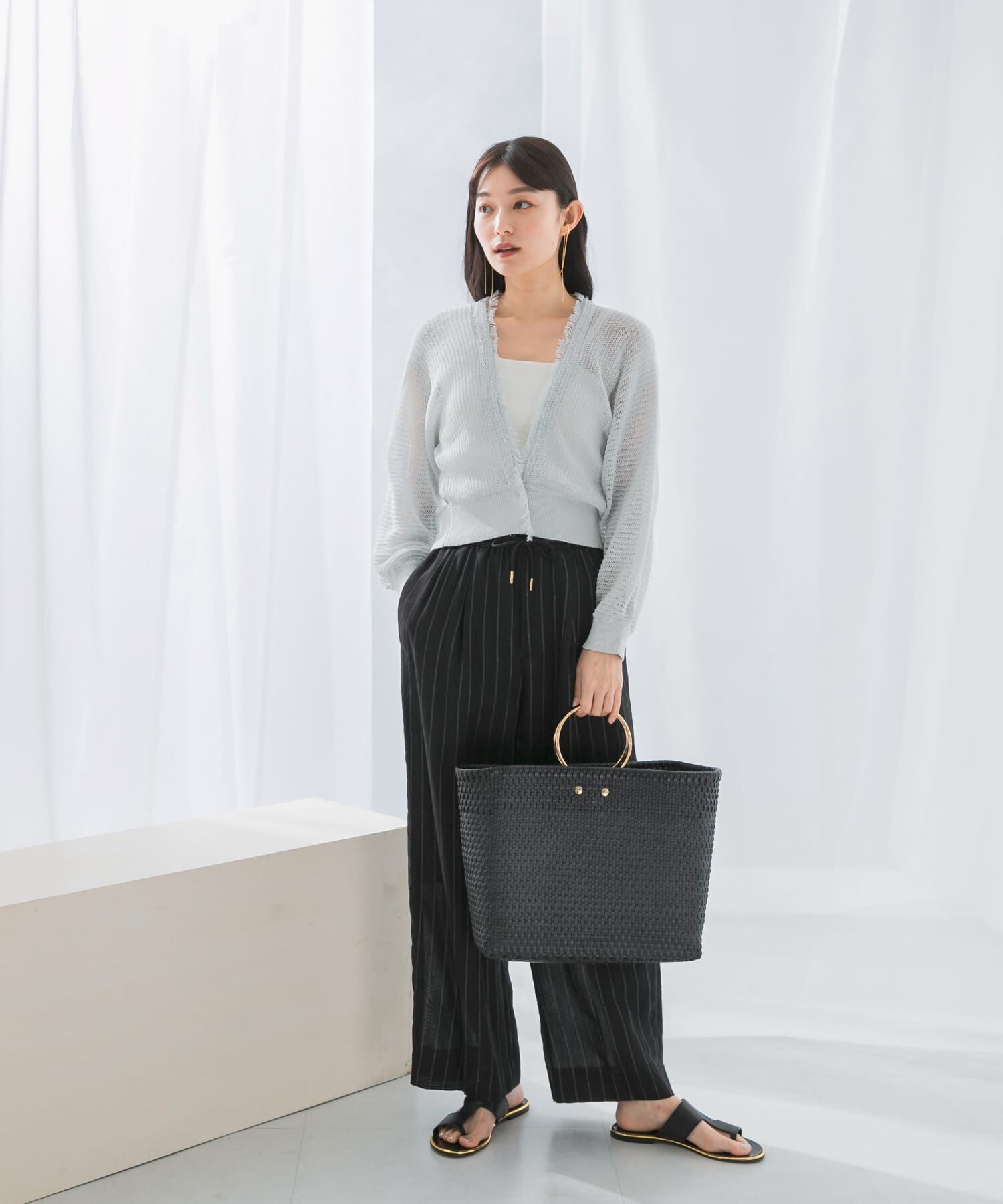 URBAN RESEARCH ROSSO「柄編みフリンジカーディガン」|カーディガン|